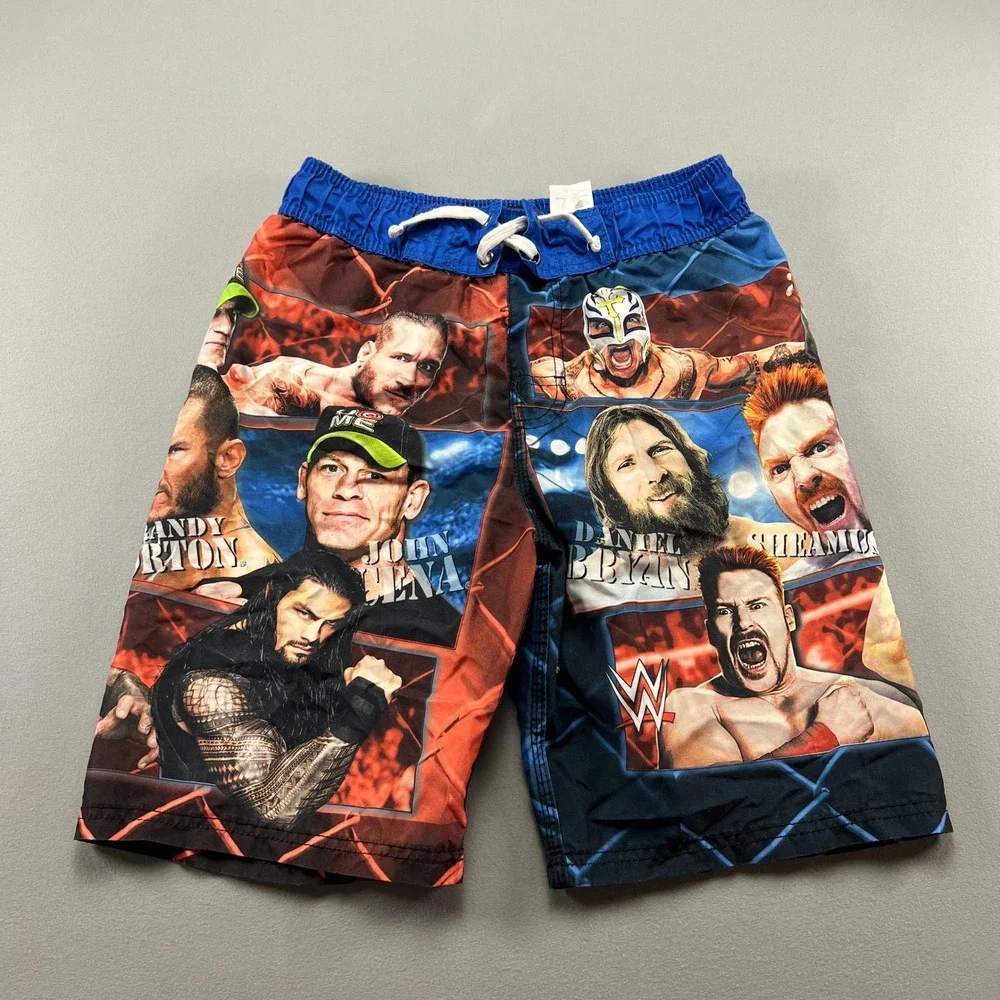 Wwe Swim Trunks Boys L (10/12) Multicolor All Over Legendary Wrestlers Graphic